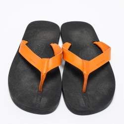 Dior Orange Leather Thong Flat Sandals Size 40 