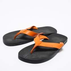 Dior Orange Leather Thong Flat Sandals Size 40 