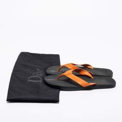 Dior Orange Leather Thong Flat Sandals Size 40 