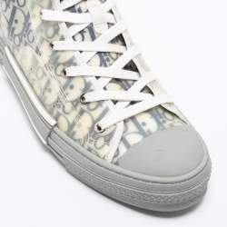 Dior White/Grey Oblique Mesh, PVC and Rubber B23 High-Top Sneakers Size 43
