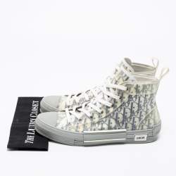 Dior White/Grey Oblique Mesh, PVC and Rubber B23 High-Top Sneakers Size 43