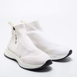 Dior Off-White Mesh and Knit Fabric B25 Sock High-Top Sneakers Size 42.5