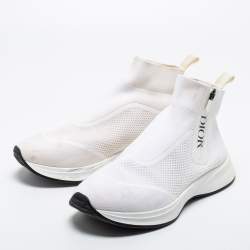 Dior Off-White Mesh and Knit Fabric B25 Sock High-Top Sneakers Size 42.5