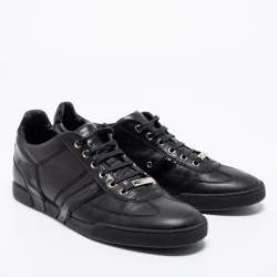 Pre Owned Dior Homme Black Patent and Leather Low-Top Sneakers Size 43