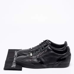 Pre Owned Dior Homme Black Patent and Leather Low-Top Sneakers Size 43