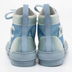 Dior Blue/White Oblique Mesh And PVC B23 High Top Sneakers Size 41.5