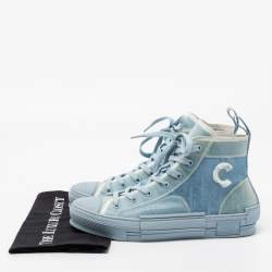 Dior Blue/White Oblique Mesh And PVC B23 High Top Sneakers Size 41.5