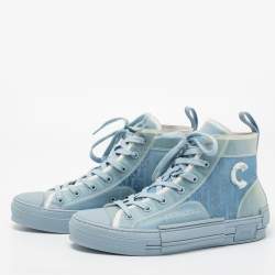 Dior Blue/White Oblique Mesh And PVC B23 High Top Sneakers Size 41.5