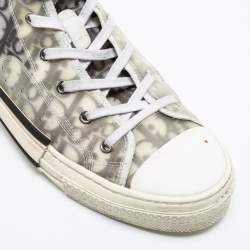 Dior White/Grey Oblique Mesh And Rubber B23 High Top Sneakers Size 43