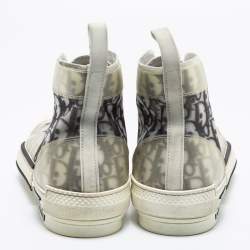 Dior White/Grey Oblique Mesh And Rubber B23 High Top Sneakers Size 43
