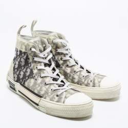 Dior White/Grey Oblique Mesh And Rubber B23 High Top Sneakers Size 43