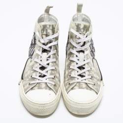 Dior White/Grey Oblique Mesh And Rubber B23 High Top Sneakers Size 43