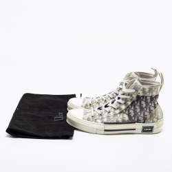 Dior White/Grey Oblique Mesh And Rubber B23 High Top Sneakers Size 43