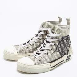 Dior White/Grey Oblique Mesh And Rubber B23 High Top Sneakers Size 43
