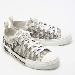 Dior White/Black Oblique Mesh and Rubber B23 Low Top Sneakers Size 43.5