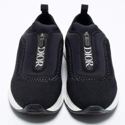 Pre Owned Dior Black Knit Fabric and Neoprene B25 Slip On Sneakers Size 44