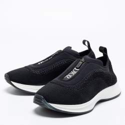 Pre Owned Dior Black Knit Fabric and Neoprene B25 Slip On Sneakers Size 44