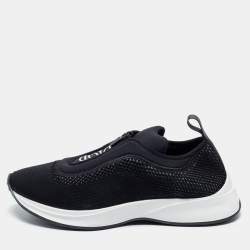 Pre Owned Dior Black Knit Fabric and Neoprene B25 Slip On Sneakers Size 44