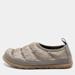 Pre Owned Dior Beige Nylon And Leather  Snow Slip On Sneakers Size 42