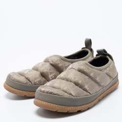 Pre Owned Dior Beige Nylon And Leather  Snow Slip On Sneakers Size 42