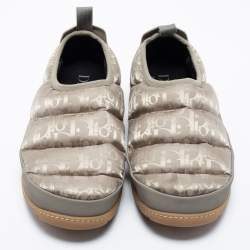 Pre Owned Dior Beige Nylon And Leather  Snow Slip On Sneakers Size 42