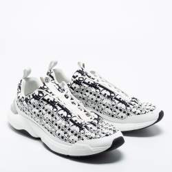 Dior White/Black Oblique Cannage Neoprene and Rubber B24 Low-Top Sneakers Size 46 