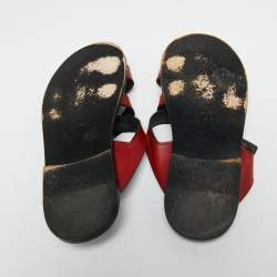Dior Red Leather Crisscross Slide Sandals Size 40