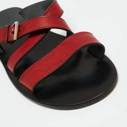 Dior Red Leather Crisscross Slide Sandals Size 40