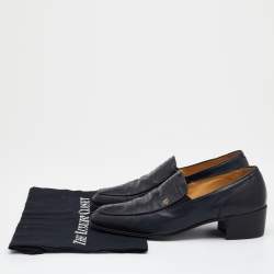 Pre Owned Dior Black Ostrich Leg Leather Occasion Slip On Loafers Size 41