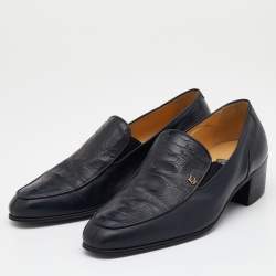 Pre Owned Dior Black Ostrich Leg Leather Occasion Slip On Loafers Size 41