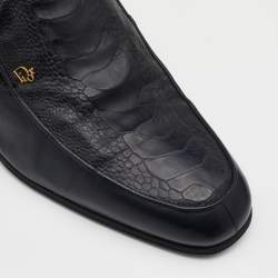 Pre Owned Dior Black Ostrich Leg Leather Occasion Slip On Loafers Size 41