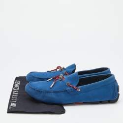 Dior Blue Nubuck Leather Slip On Loafers Size 44