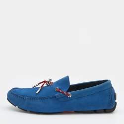 Dior Blue Nubuck Leather Slip On Loafers Size 44
