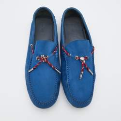 Dior Blue Nubuck Leather Slip On Loafers Size 44