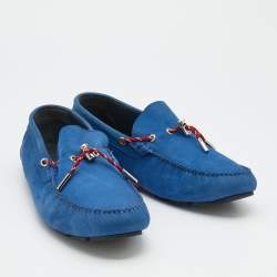 Dior Blue Nubuck Leather Slip On Loafers Size 44