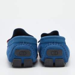 Dior Blue Nubuck Leather Slip On Loafers Size 44