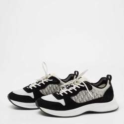 Pre Owned Dior  Black/White Suede And Fabric B25 Lace Up Sneakers Size 42
