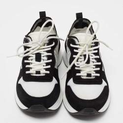 Pre Owned Dior  Black/White Suede And Fabric B25 Lace Up Sneakers Size 42
