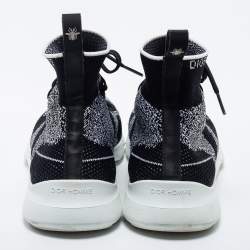 Pre Owned Dior Black/White Perforated Knit Fabric B21 Sock High Top Sneakers Size 40