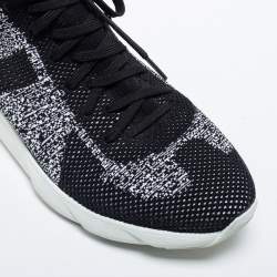 Pre Owned Dior Black/White Perforated Knit Fabric B21 Sock High Top Sneakers Size 40