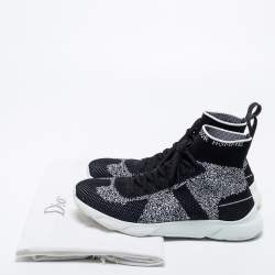 Pre Owned Dior Black/White Perforated Knit Fabric B21 Sock High Top Sneakers Size 40