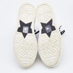 Pre Owned Dior Navy Blue/White Oblique Knit Fabric and Leather Walk'n'Dior High Top Sneakers Size 40