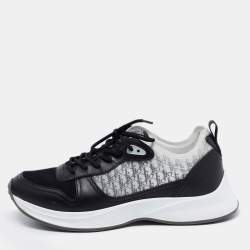 Pre Owned Dior Black/White Suede And Fabric B25 Lace Up Sneakers Size 42