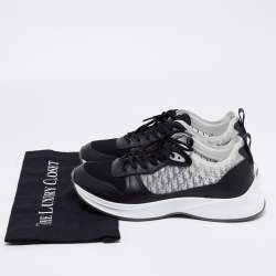 Pre Owned Dior Black/White Suede And Fabric B25 Lace Up Sneakers Size 42