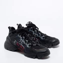 Pre Owned Dior Black Neoprene, Leather and Rubber D-Connect Sneakers Size 41
