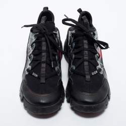 Pre Owned Dior Black Neoprene, Leather and Rubber D-Connect Sneakers Size 41