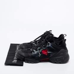 Pre Owned Dior Black Neoprene, Leather and Rubber D-Connect Sneakers Size 41