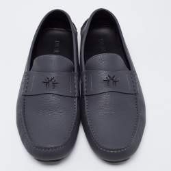 Dior Grey Leather Slip On Loafers Size 44