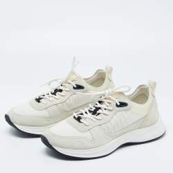 Dior White/Light Grey Oblique Mesh and Suede B25 Sneakers Size 41