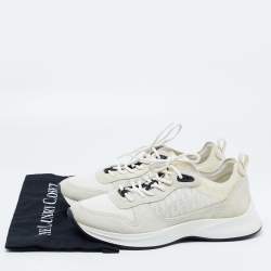 Dior White/Light Grey Oblique Mesh and Suede B25 Sneakers Size 41